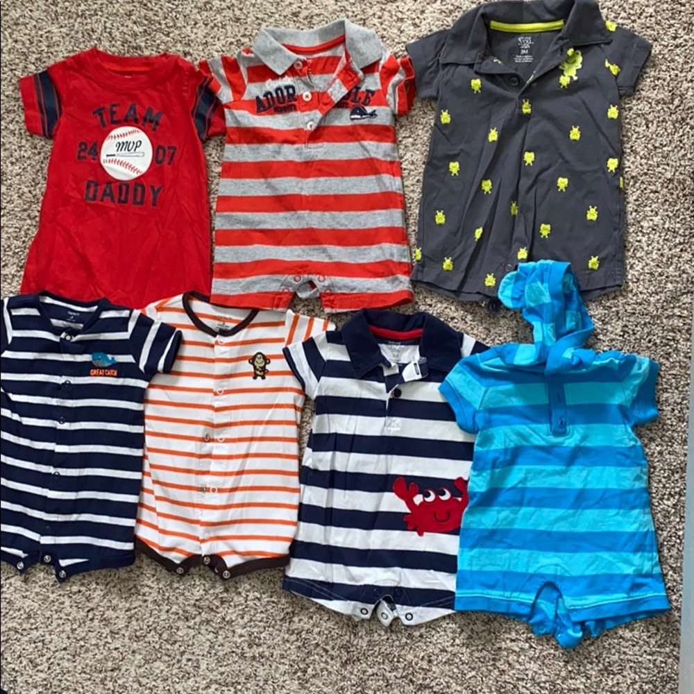 7 pairs boys 3M Carter’s brand one piece shorts